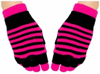 2in1 Handschuhe Neon Pink Stripes