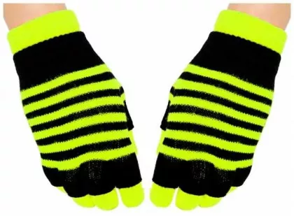 2in1 Handschuhe Neon Yellow Stripes