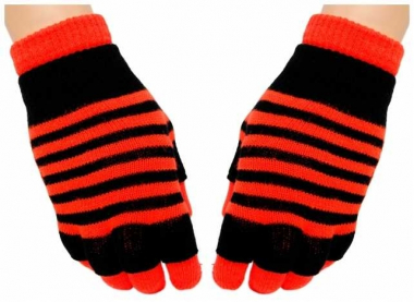 2in1 Gloves Neon Orange Stripes