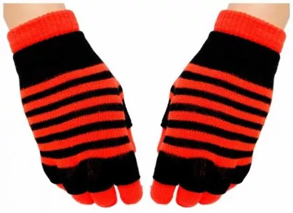 2in1 Handschuhe Neon Orange Stripes