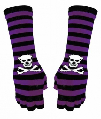 Purple Striped Arm Sleeves with Skull