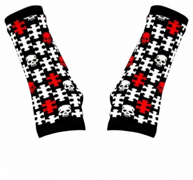 Hand warmer Gloves with Skull Puzzle Pattern