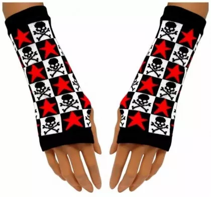 Handstulpen mit Sterne Totenkopf Motiv