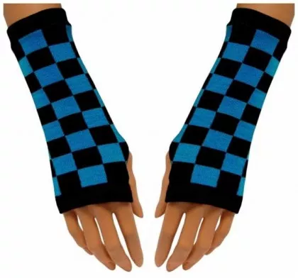 Handstulpen mit schwarz-blau kariert