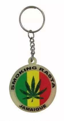 Transparenter Smoking Rasta Schlüsselanhänger aus Gummi