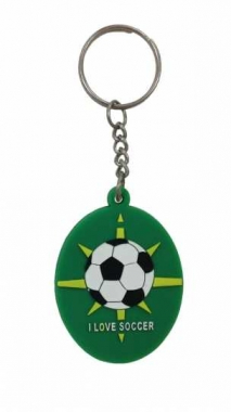 I love Soccer Grün Schlüsselanhänger aus Gummi