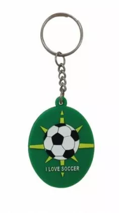 I love Soccer Grün Schlüsselanhänger aus Gummi