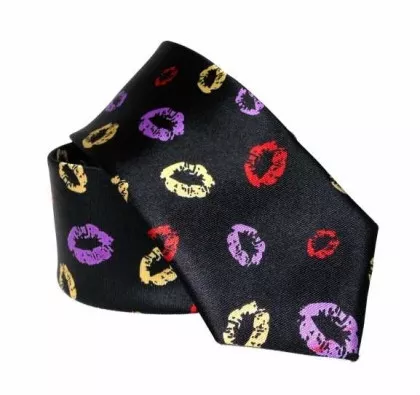 Schwarze Krawatte mit Lippen