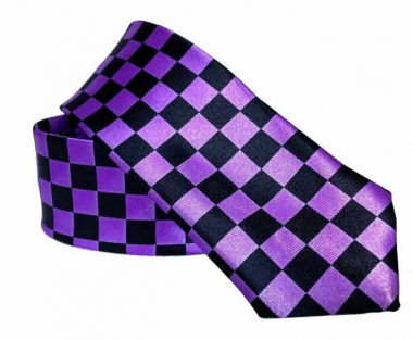 Black tie with Check Pattern Purple