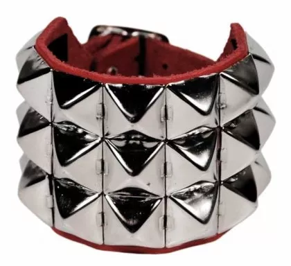 Red Wristband Pyramid Studs