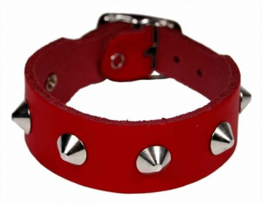 Red Wristband with Pointed Studs