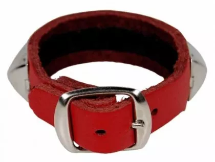 Red Wristband with Pyramid Studs