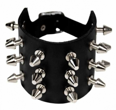 Leather Wristband 3 Rows Killer Studs