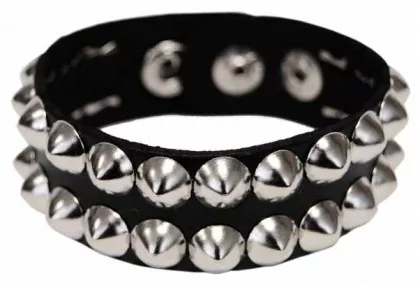 Wristband 2 Rows Pointed Studs