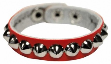 Wristband Red Pointed Studs