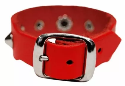 Rotes Armband mit Spitznieten & Ring