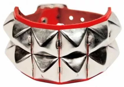 2 Reihen Pyramidennieten Armband Rot