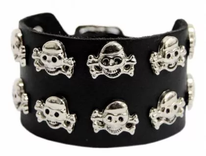Armband 2-reihige kleine Totenköpfe