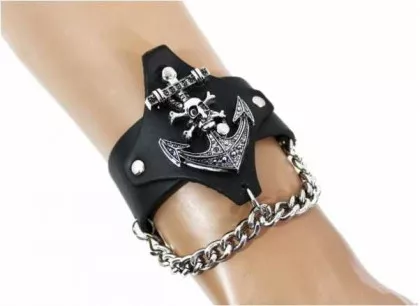 Armband Anker mit Totenkopf