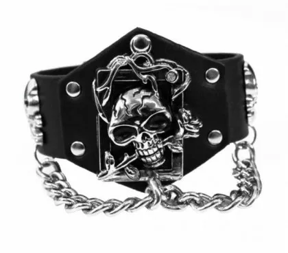 Armband Totenkopf mit Rose
