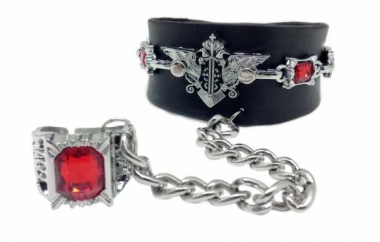 Wristband Winged Crest & Red Stones