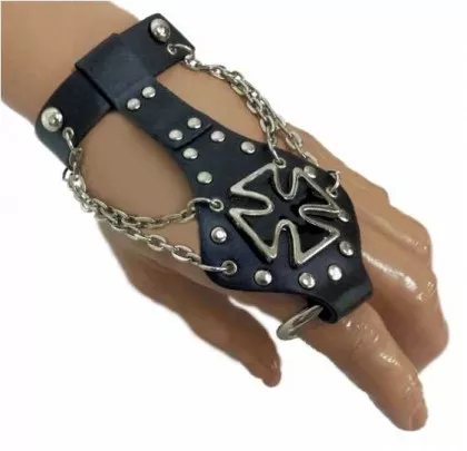 Kreuz mit Ketten Fingerringarmband