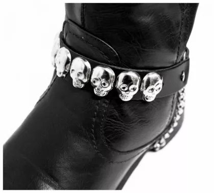 Leder Stiefelbänder - Totenkopfnieten