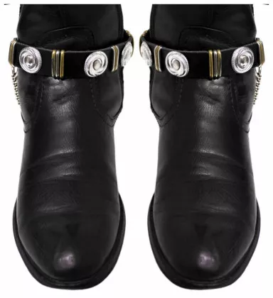 Leder Stiefelbänder - Concho Studs
