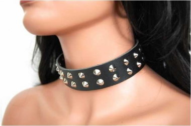 Pointed Studs 2-row Leather Choker