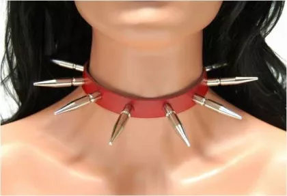 Killernieten 4,5 cm (Rot) Leder Choker