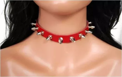 Killernieten (Rot) Leder Choker
