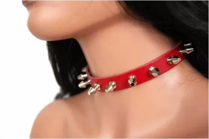 Killernieten (Rot) Leder Choker