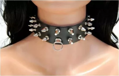 Killernieten & Ring 2-reihig Leder Choker