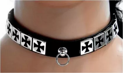 Iron Cross with Ring Leather Choker
