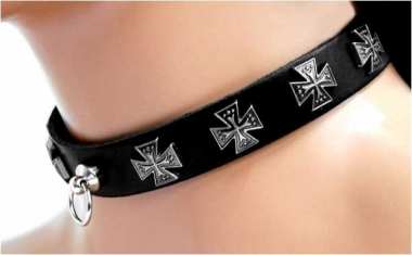 Iron Crosses with Ring Leather Choker