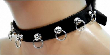 Leather Choker With Small O Rings