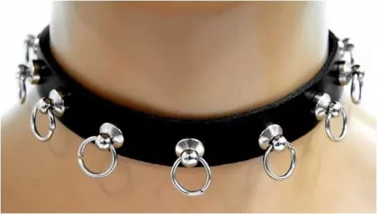 Leder Choker mit kleinen O-Ringen