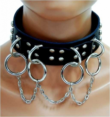 Rings and Chain Leather Choker