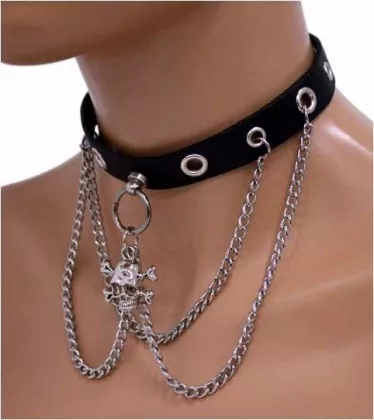 Choker Totenkopf mit Knochen