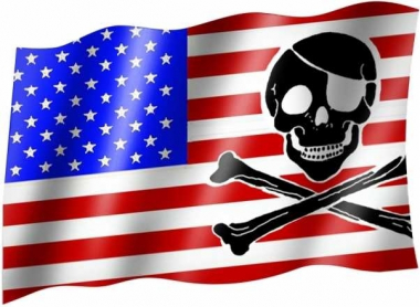 USA & Pirate Skull - Fahne