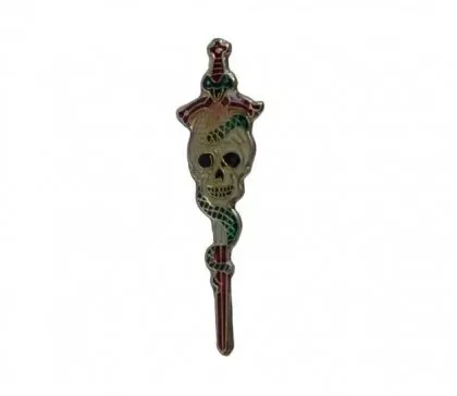 Anstecker Schlangen Totenkopf Schwert