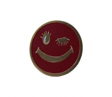 Pin Badge Red Happy Face