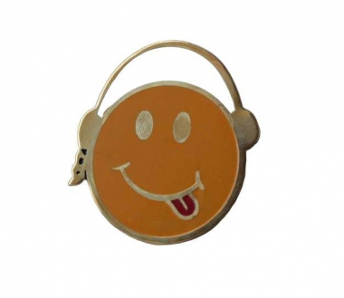 Pin Badge Yellow DJ Happy Face