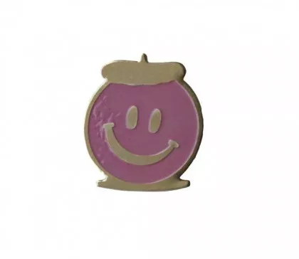 Anstecker Rosa Happy Face