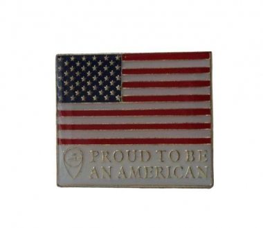 Anstecker mit USA Fahne - Proud to be an American