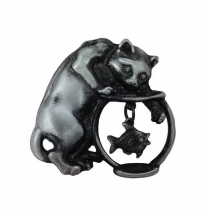 Ansteckpin Katze mit Fisch