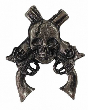 Badge Pin Guns and Skull