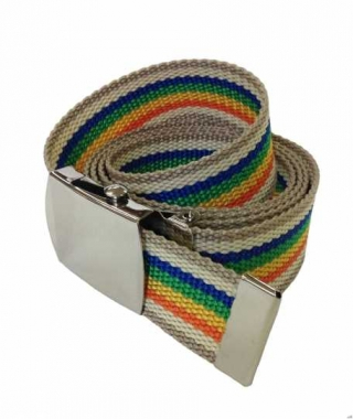 Brown & Rainbow Canvas Belt