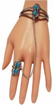 Armspange Blau mit Federn