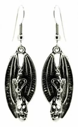 Ohrringe Totenkopf Fledermaus